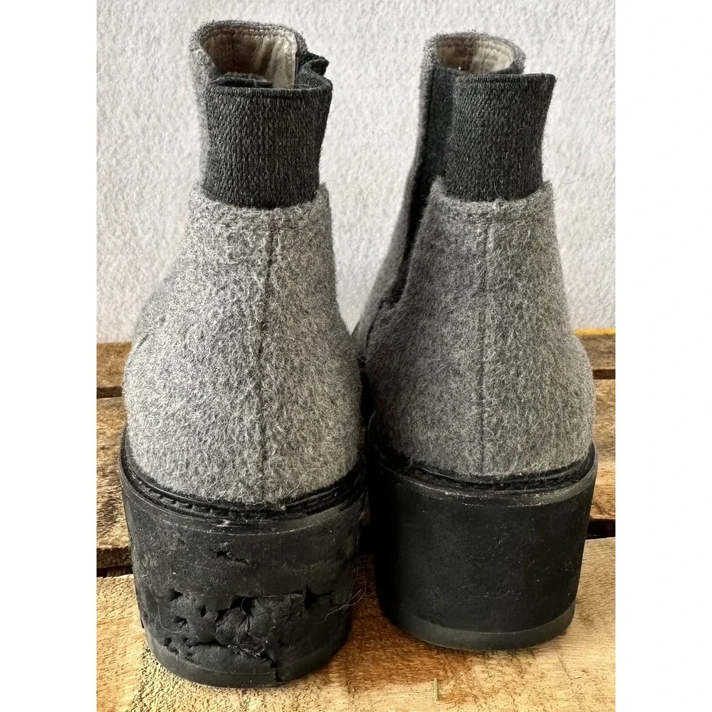 Eileen Fisher Chelsea Felt Wedge Ankle Boots Womens 7.5 Grey Good